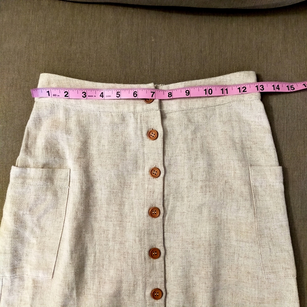 Shopkeepers Cottage linen skirt Cream Artisan Button Down Cotton Blend Midi - Picture 8 of 11